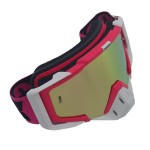 Ochelari unisex ski, snowboard, motociclism, ciclism, rama alba-roz, lentila multicolora, O11WPMN